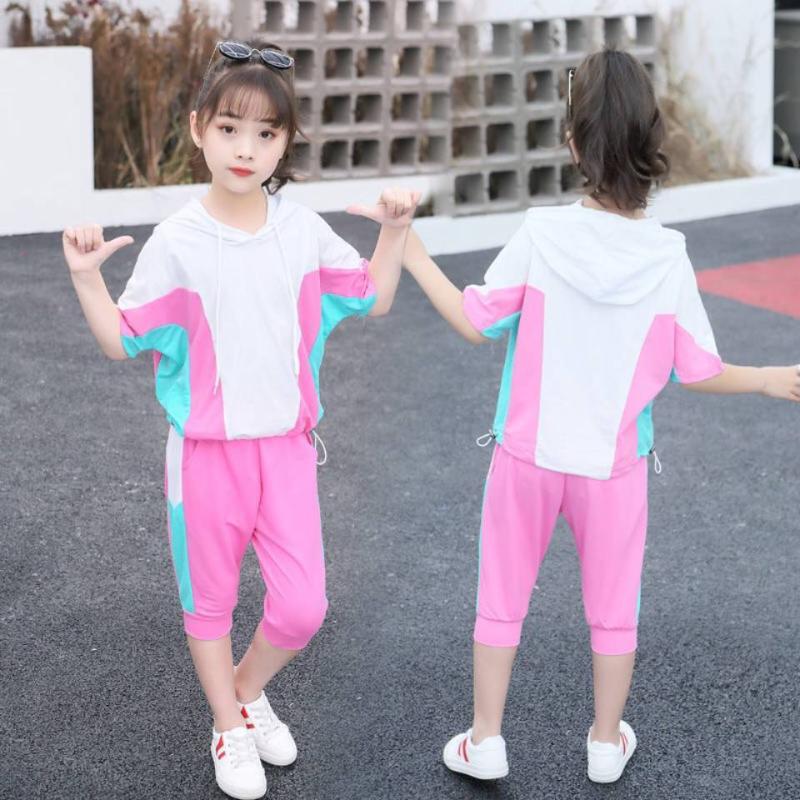 

2 Colors Girls Clothing Set Summer Toddler Girl T-shirt Tops + Shorts Casual Girls Suit New Sale For Kids Girl Clothes Outfits, 01