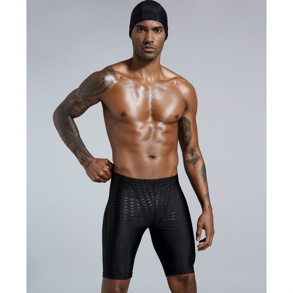 Mens Swimming Shorts 2020 Summer Shark Skin Waterproof Swimming Shorts Men Solid Color Printed Skinny Swimwear 6 Styles Hot Sell-image-527355390