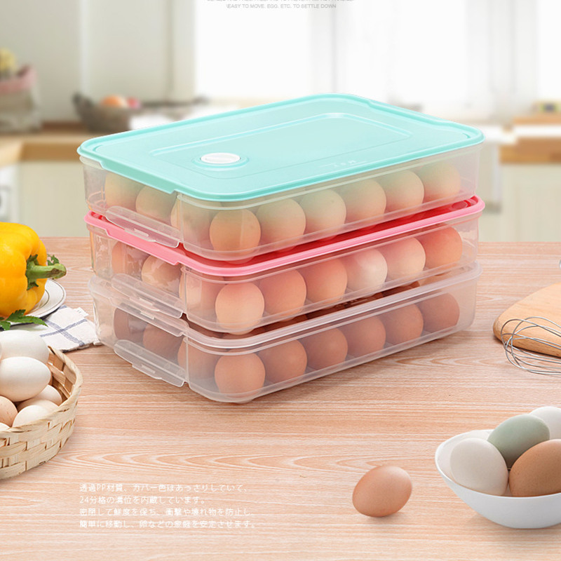 

24 Grid Egg Box Organizer Kitchen Case Refrigerator Storage Box Crisper Fridge Container Storage Plastic Home Organizer