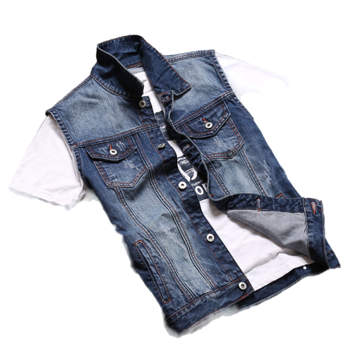 

5XL Plus Size Mens Streetwear Denim Vest Slim Sleeveless Jeans Jacket Korean Hip Hop Chaleco Hombre Casual Gilet Man Waistcoat, Sky blue