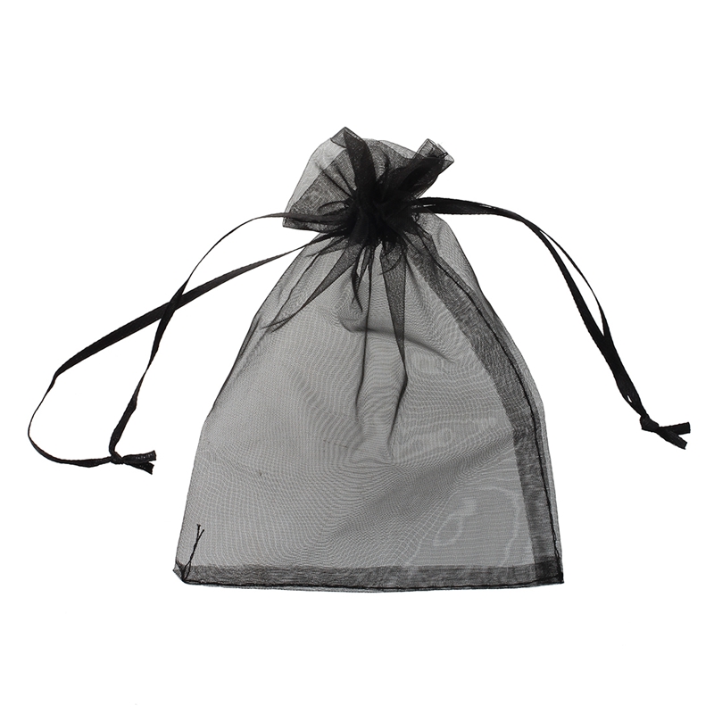 

25 X Organza Drawstring Gift Bag Jewellery Pouch Black HOT