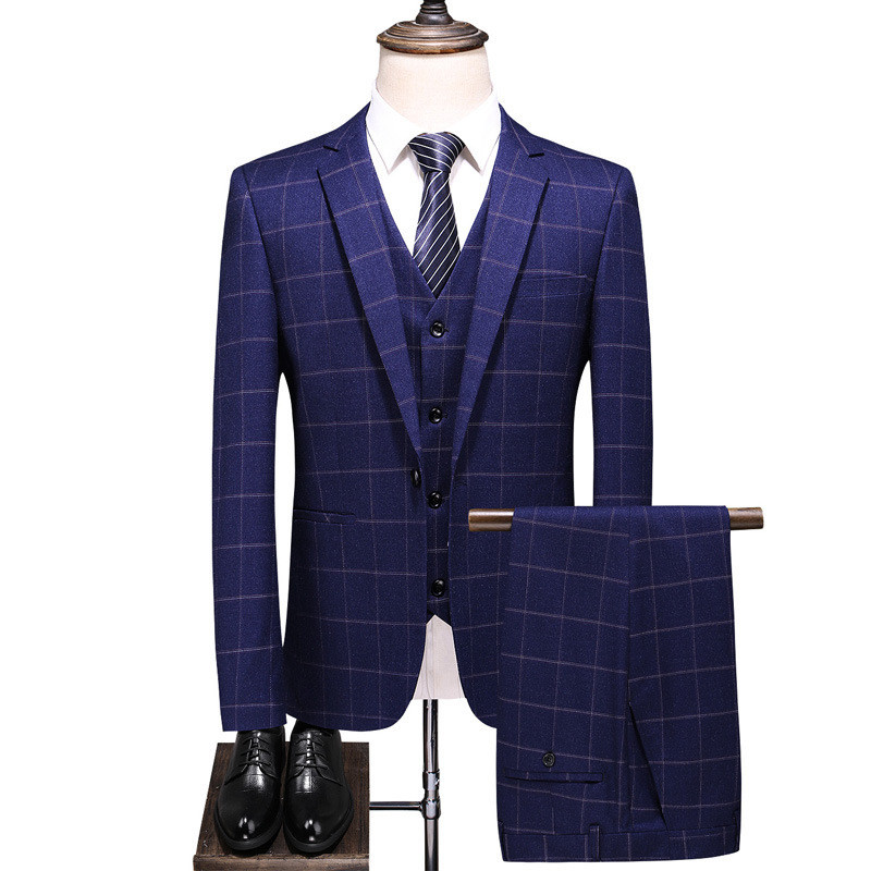 

Men suit men' suit 3-piece blazer pants vest classic new check men' business casual terno masculino, Same as the picture
