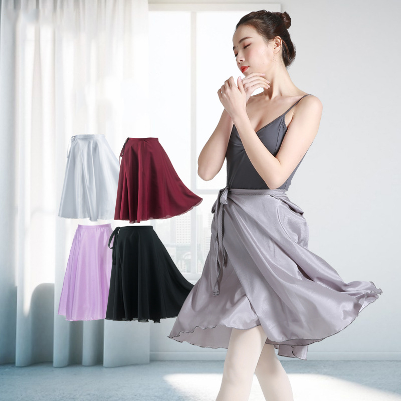 

ballet skirt women dance skirt ballerina chiffon knee length tie up ballet tutu women dance wear leotard tutu dress, Black