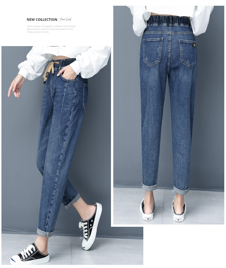 

Jin Yi Lai French Chic New Age Season Fashion Trousers Drape Tall Thin Fashion Femal Office And Leisure Solid Color, Dark blue