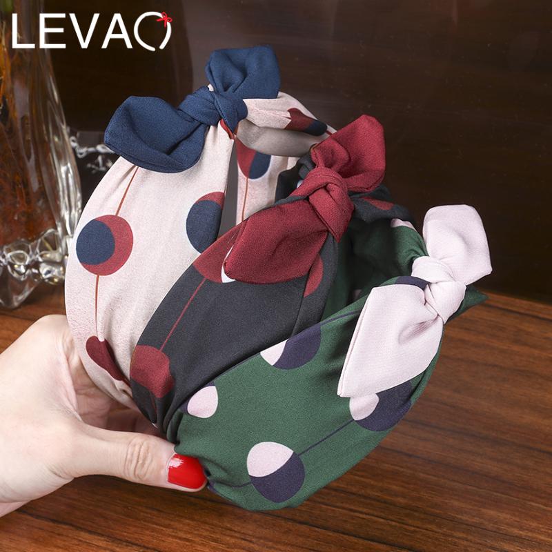 

Levao Women Hair Hoop Polka Dot Multicolor Fabric Cross-knotted Hair Bow Sweet Style Accessories