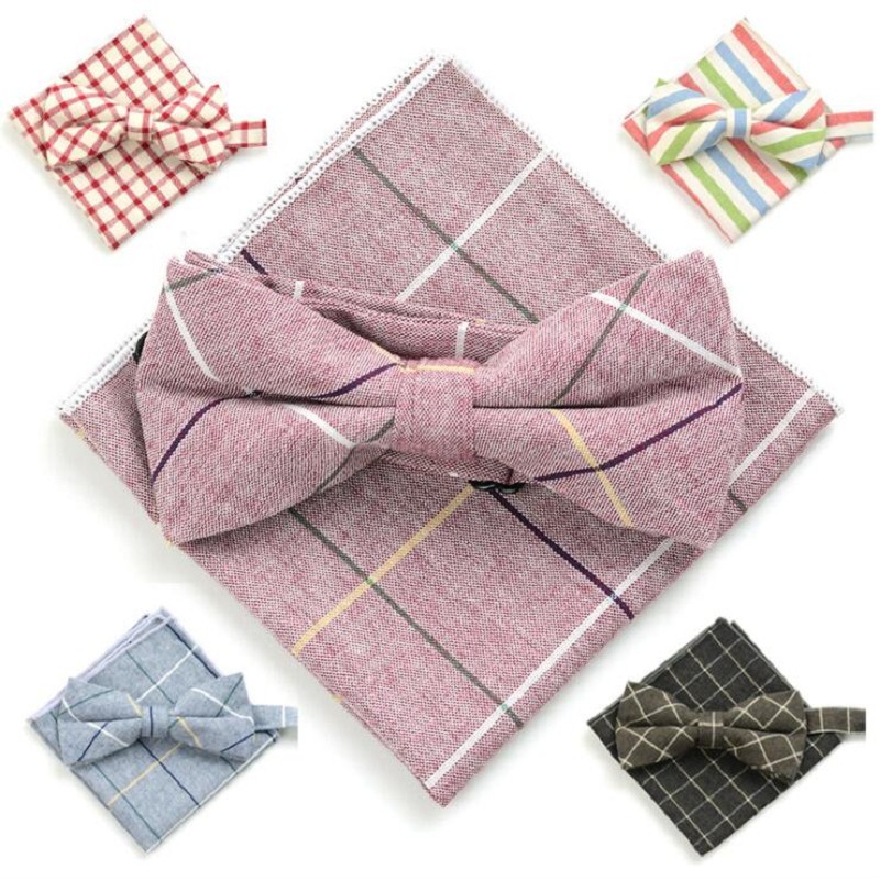 

Formal bow tie set British style bowknot handkerchief cotton butterfly pocket square tie men's wedding dress suit business towel
