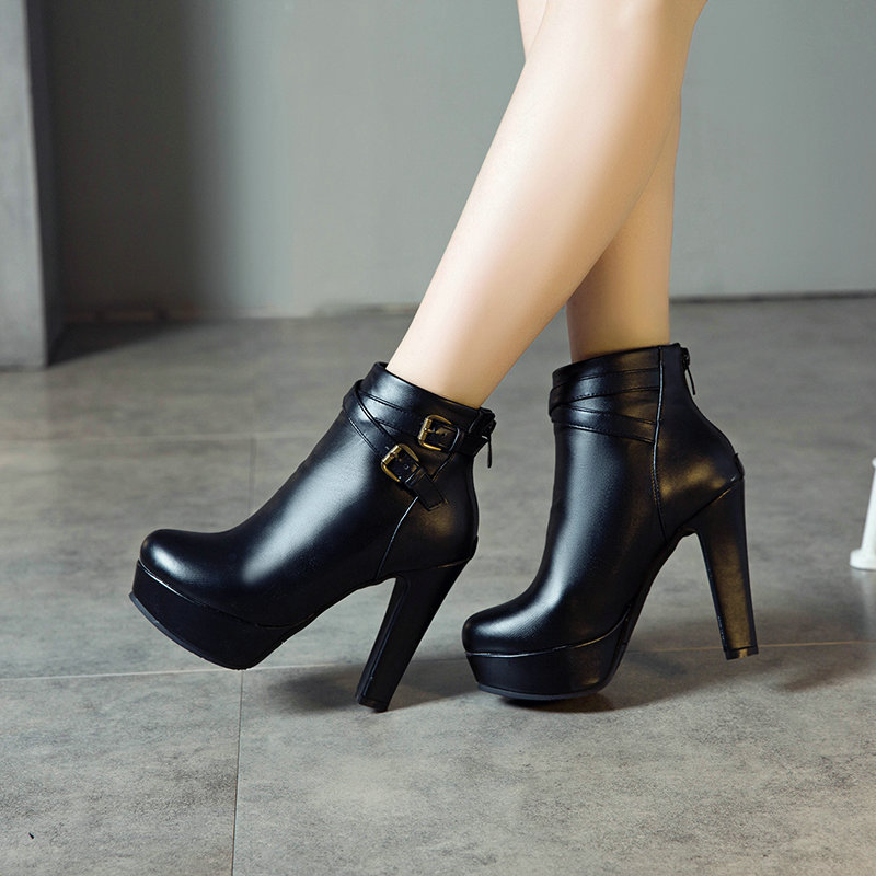 

2020 New Women's High Heels boots Pu Shoes woman Pointed Toe Solid Color Side zipper fashion Women's spring boots Size 34-43, White