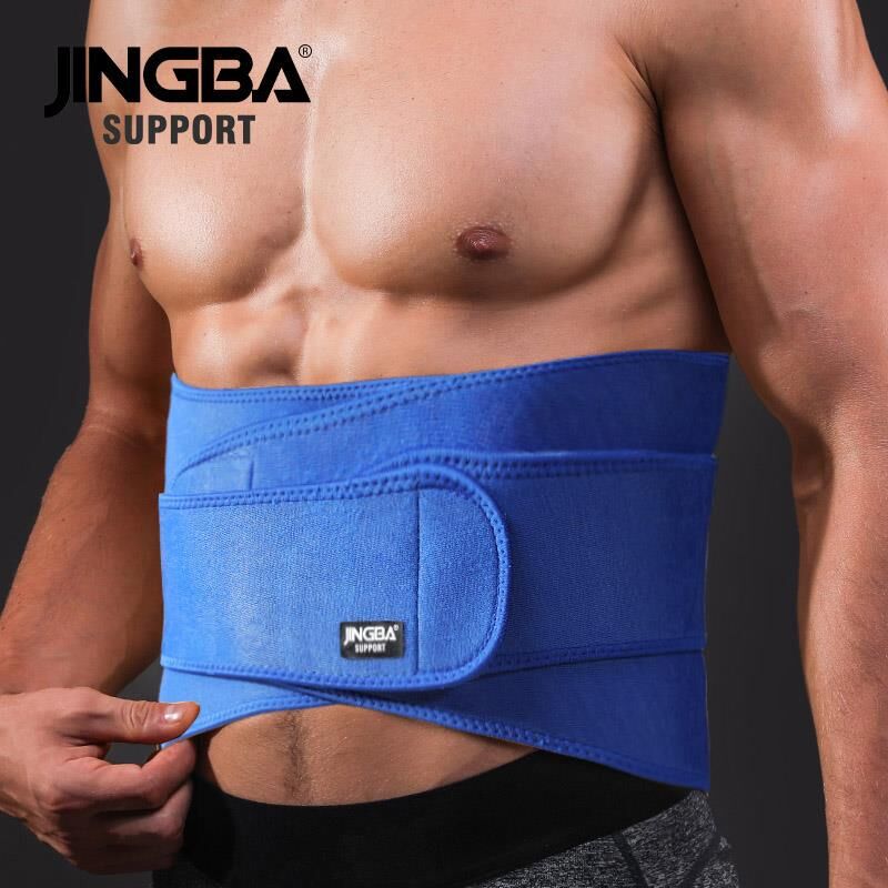 

JINGBA SUPPORT Waist trimmer sweat belt sports waist support sport belt back musculation abdominale, Blue