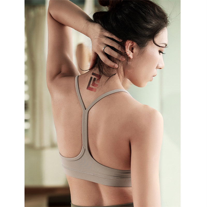 

Y Back Sports Bra For Women Gym High Impact Padded Fitness Running Workout Bra High Quality Print Yoga Top, Grey