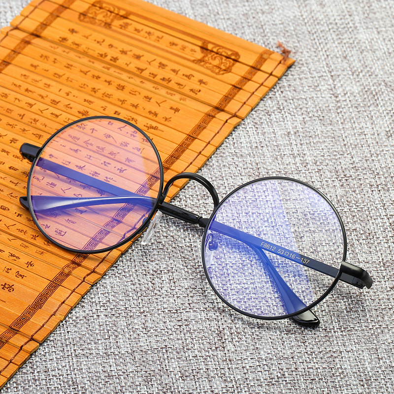 

Round Frame Computer Glasses Women Rays Radiation Gamin Eyewear Frames Metal Unisex Anti Blue Light Glasses Men Print