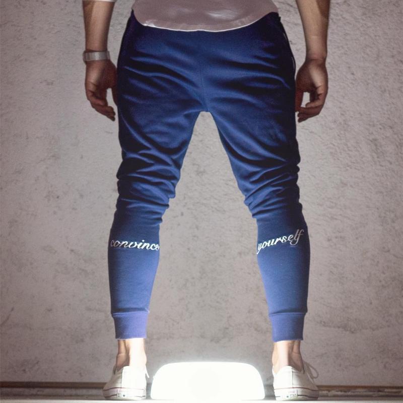 

Men's Pants Men Stretch Fitness Pocket With Zip Bodybuilding Pencil Pant Casual GYMS Skinny For, Dark blue