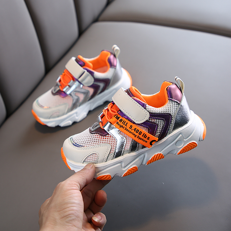 

Spring Kids Shoes Boys Mesh Sneakers Girls Breathable Casual Shoes for Boy Children Comfortable Sport Running SYY115, Syy115orange