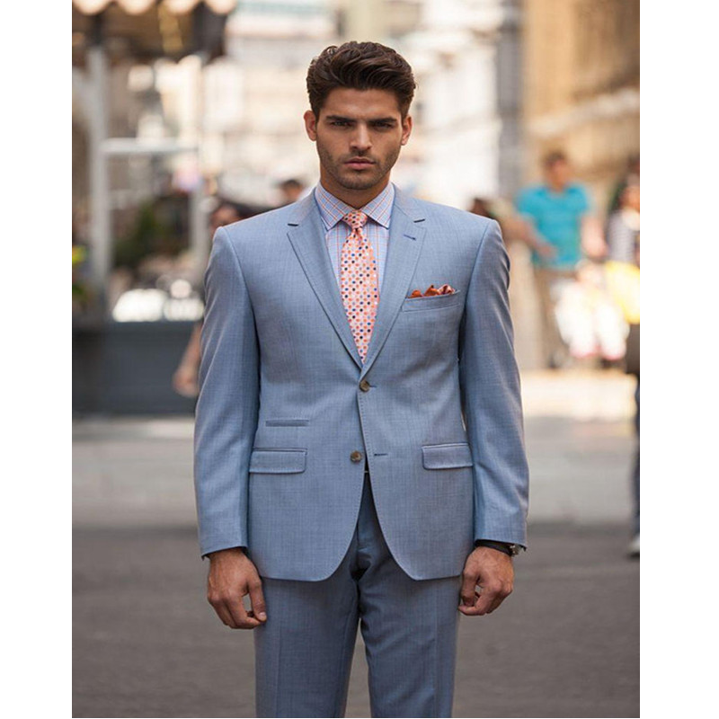 

Bespoke Casual Style Groomsmen Notch Lapel Two Buttons Groom Tuxedos Men Suits Wedding Best Man Blazer (Jacket+Pants, As picture shown