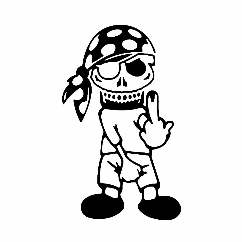 10.1CM*16.5CM Funny Pirate Finger Up Skull Decal Vinyl Handsome And Cool Stickers Car Sticker Car Decor-image-548236241
