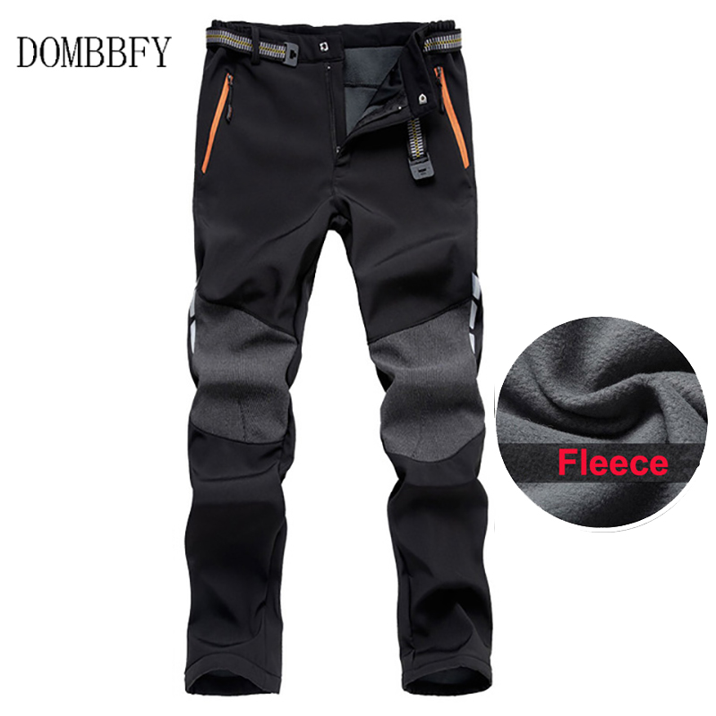 Men's Winter Hiking Pants Men Warm Polar Fleece Sports Trousers Outdoor Trekking Softshell Waterproof Ski Stretch Pants