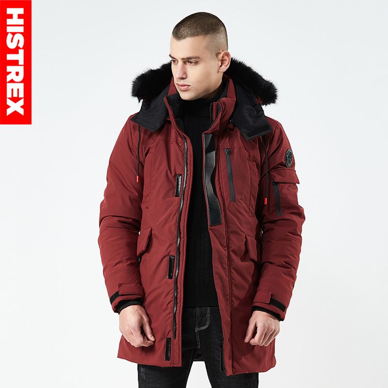 

HISTREX Men Parkas Winter Jacket Fur Hooded Coat Long Jacket Mens Parka Padded Thick Overcoat Army Wine Plus Size 3XL 4XL HP3DF#, Black