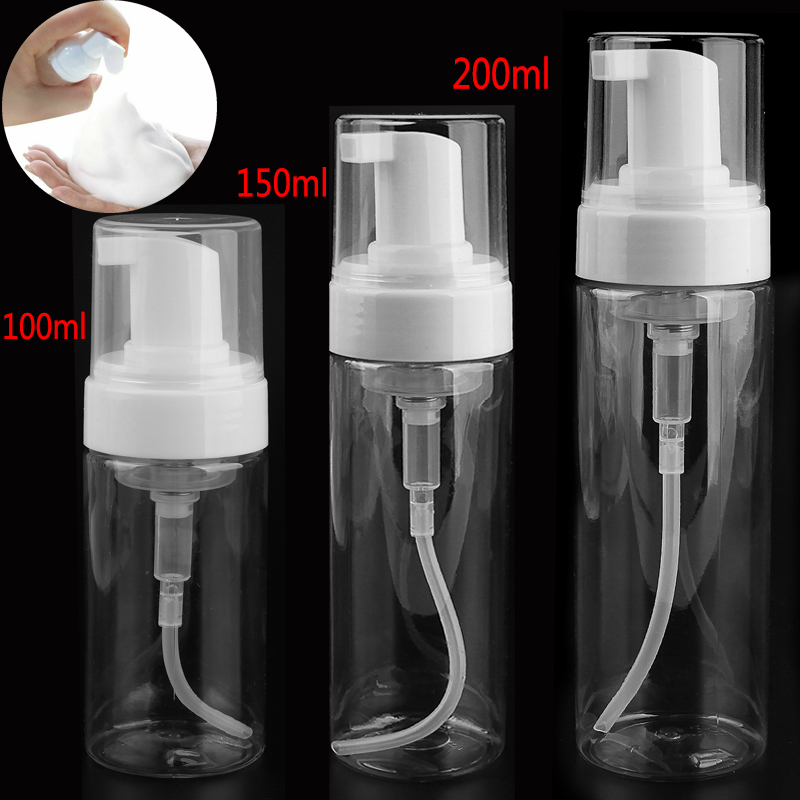 

50ml / 80ml / 100ml 150ml 200ml Transparent Plastic Foaming Soap Dispenser Small Mini Travel Pack Empty Bubbler