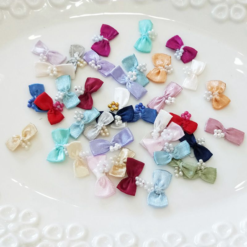

100pcs/lot Handmade mini Satin Bows DIY Fabric Bow For Wedding Candy Gift Box Scrapbooking Decoration Sewing Garments Accessory