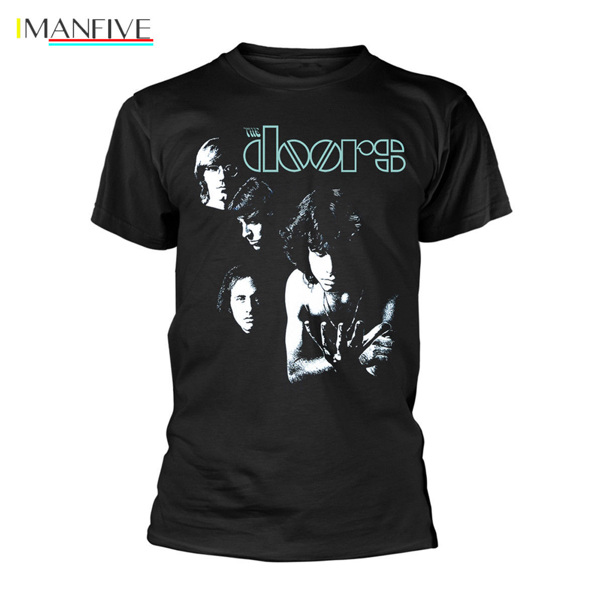 Official The Doors Morrison Gradient Graphic T-Shirt Band Merch Rock American