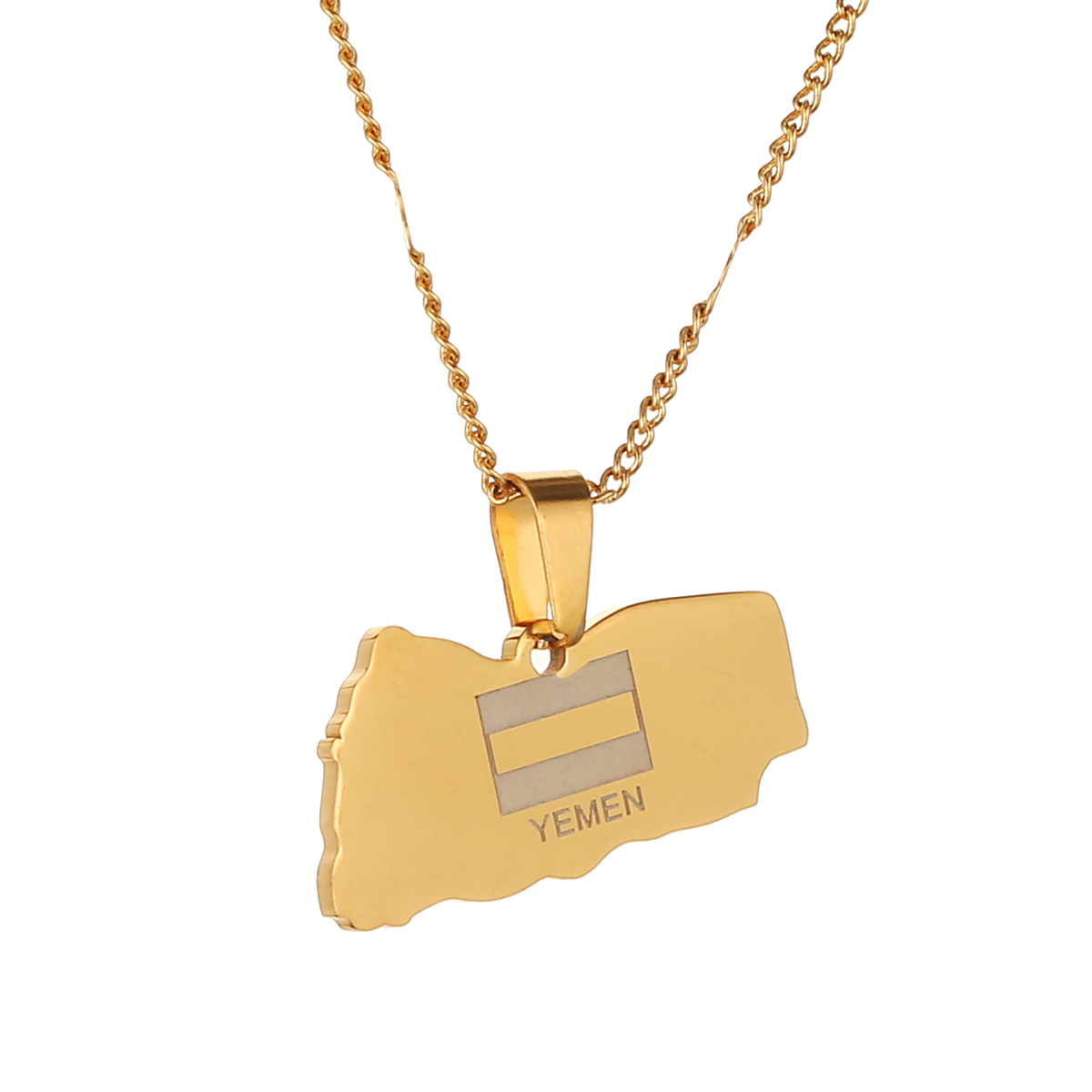 

Stainless Steel Yemen Map and Flag Necklace Maps of Yemeni Chain Jewelry
