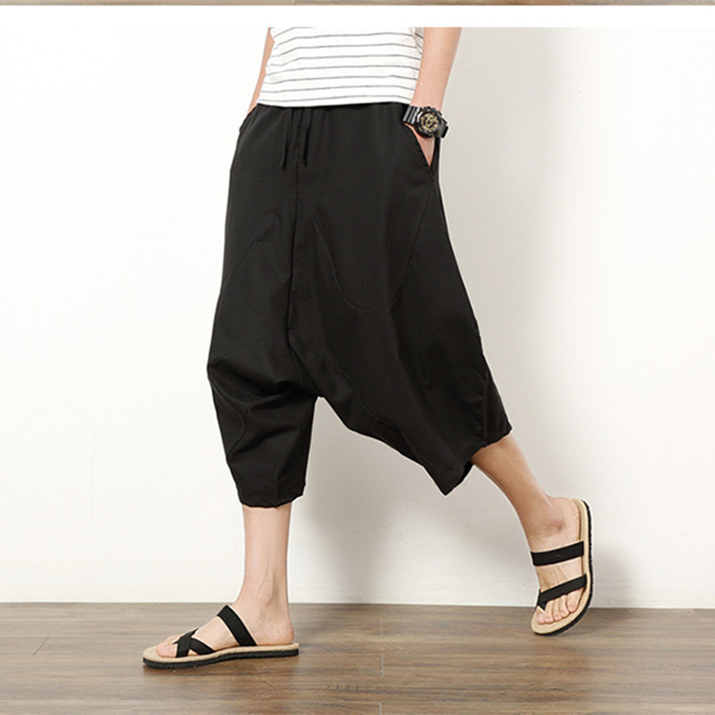 

Ropa De Hombre 2020 Summer New Harlan Low-grade Shorts Plus Size Casual Trousers Cotton Linen Wide-leg Pants Men's Clothing, Black