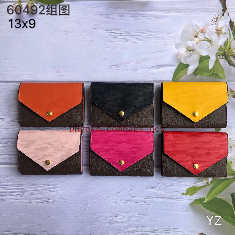 

Designer Women Wallet Women Multicolor Designer Short Wallet Card Holder Women Purse Classic Zipper Pocket Bag Free Shipping, Red