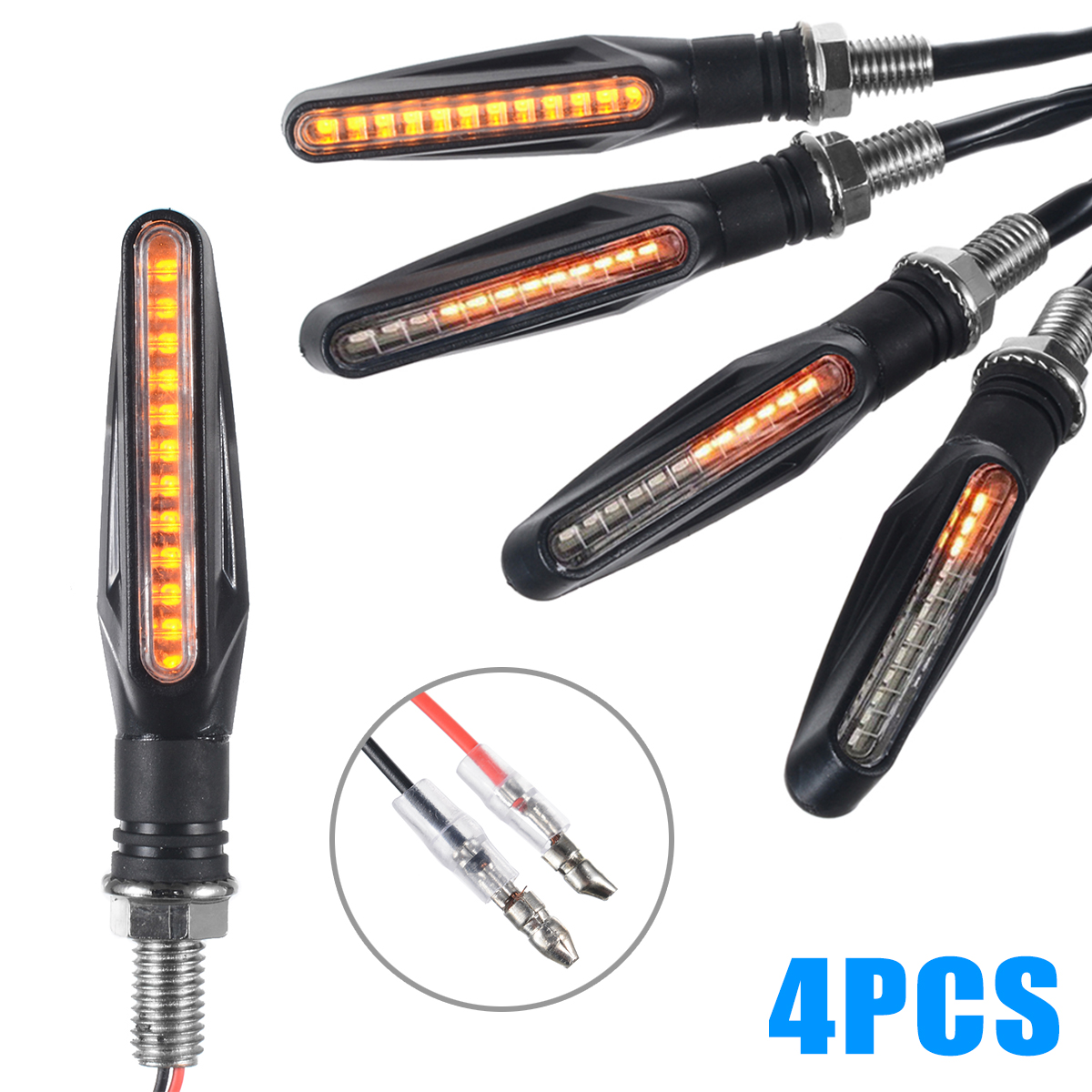 

4PCS/SET Flowing Water Amber Turn Signal Lights Universal Motorcycle 12 LED Indicator Lamp