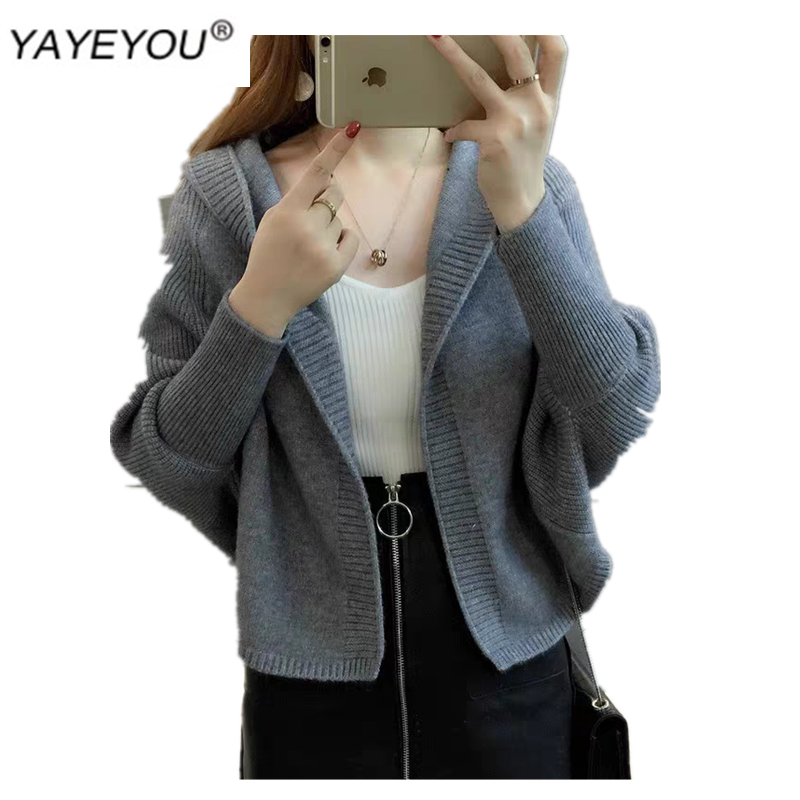 

YAYEYOU Spring/autumn 2020 women's trend loose hooded sweater shawl cape bat-wing jacket cardigan short jacket for women, Beige