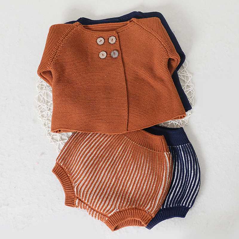 

New 2020 Baby Girl Clothes Spring Autumn Infant Clothing Suit Knitted Set Baby Coat and Shorts Boy Clothes, Khaki cc15