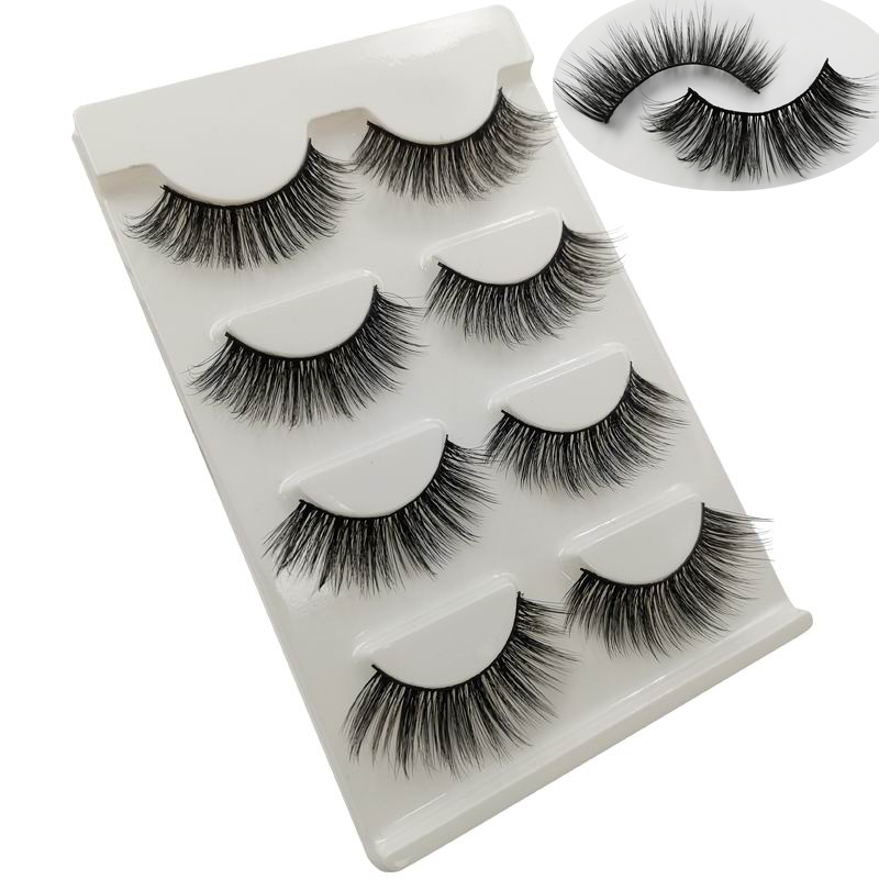 

2019 NEW 4 Pairs Natural False Eyelashes Fake Lashes Long Makeup 3D Mink Lashes Eyelash Extension Mink Eyelashes For Beauty
