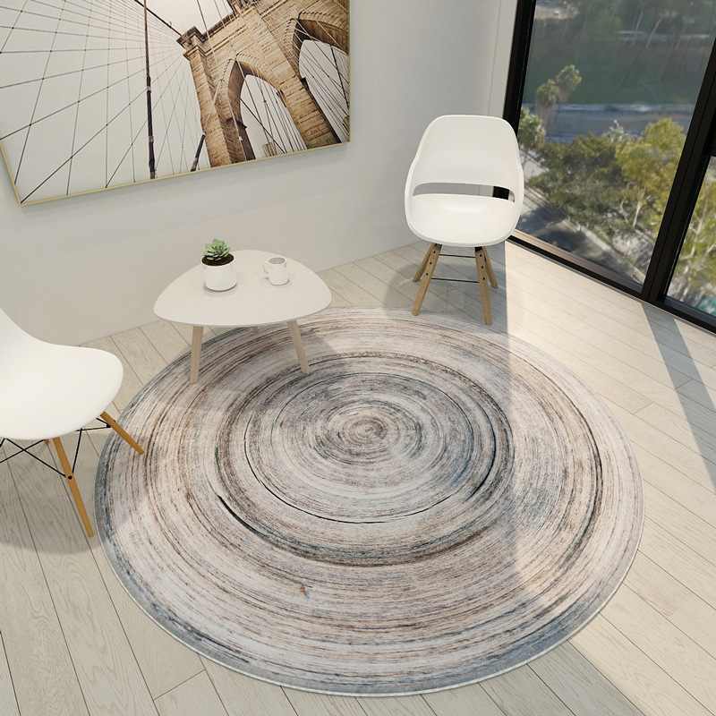 

Round Carpet Grey Nordic For Children Polyester 80/160/200Cm Decorative Parlor Bedroom Area Rugs Anti-Slip Water Absorb Mat Home