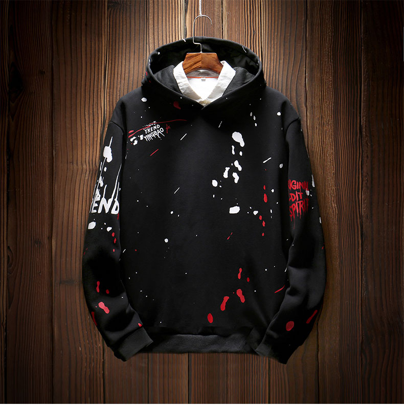 

Autumn Hat Hoodies Men's Hooded Loose Hip-hop Fashion Coats Black Cotton Modern Running Thick Sports Free Shipping GG50jk