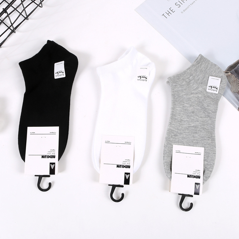 

Solid Color Socks Men Business Casual Socks Ankle Male Breathable Short Spring Summer Meias Cotton Black White Gray