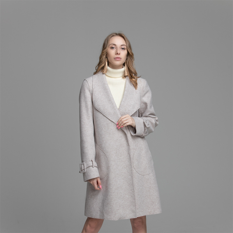 

2020 spring long section woolen jacket coat solid color simple, Gray