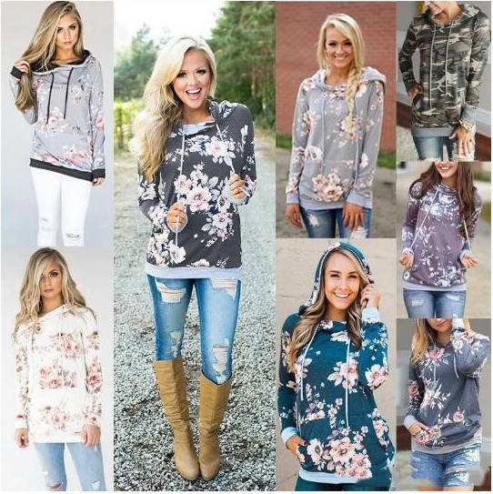 

Girls Hoodies Floral Print Hooded Coat Women Autumn Long Sleeve Sweatshirts Fashion Jumper Tops Pullover Hoodie Casual Sport Outerwear D6294, Mixed colors;random delivery