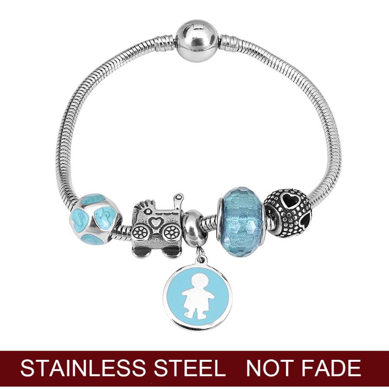 

Stainless Steel Charms 3D baby carriage pram handmade Charms Bracelet For Mother Day Gift Girl Jewelry