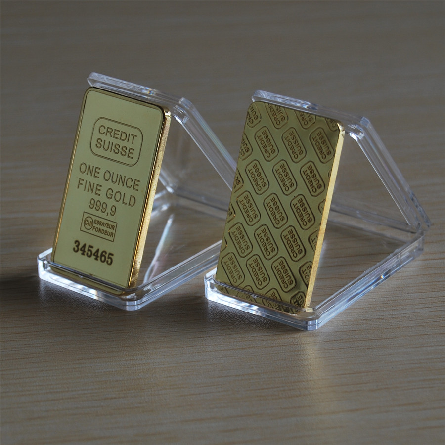 

24K Gold-Plated 1 Oz Switzerland Bullion Bar CREDIT SUISSE Modern Art Crafts Commemorative Coins Collections Ornaments