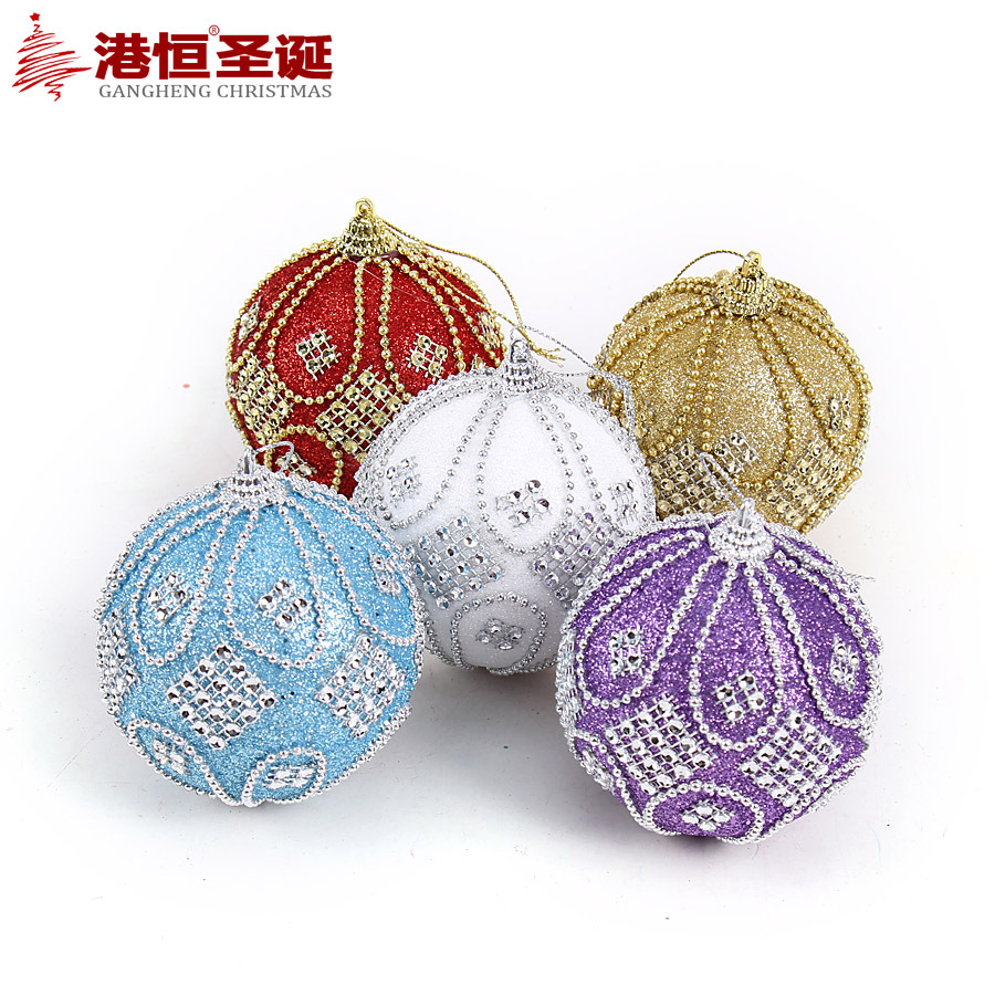 

6pcs Christmas Tree Decorations 8cm Upscale Hanging Christmas ball with Bead chain ornaments for festival/home/parties b075