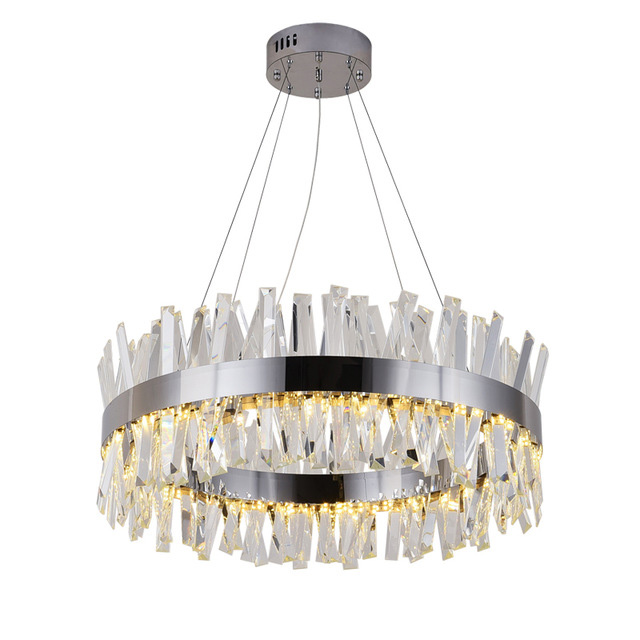 

Luxury Modern Crystal Chandelier Lighting Round Chandeliers with Crystals Tube Gold/ Chrome for Dinning Room Livingroom