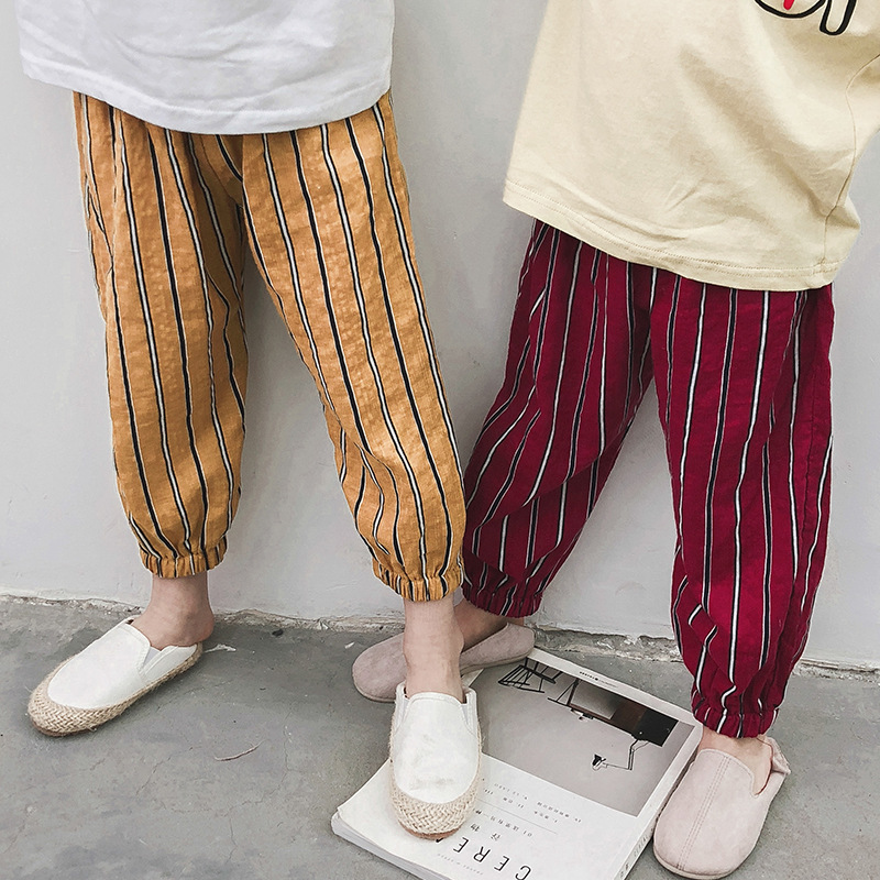 

Boys Harem Pants Children Clothing Casual Summer Boys Pants Baby Boy Clothes Kids Linen Striped Trousers Fashion Pants, Red
