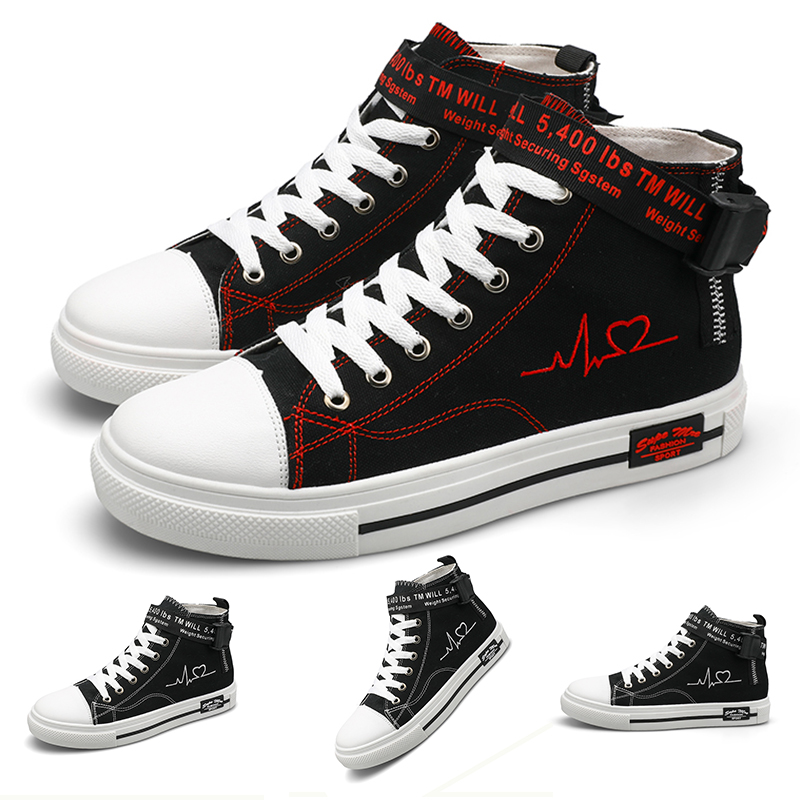 

2020 Fashion new women men Canvas shoes High Casual shoes Black White Red Platfom designer sneakers Homemade brand Made in China size 39-44, A2
