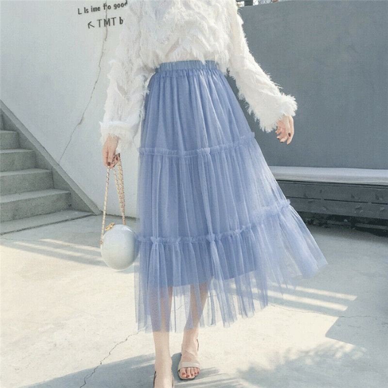 

Women's Fashion Splice Tutu Volie Skirts Ladies Summer Casual Loose Long Full Skirt Pretty Maxi Beach Holiday Skirt Multi Colors, As photo show