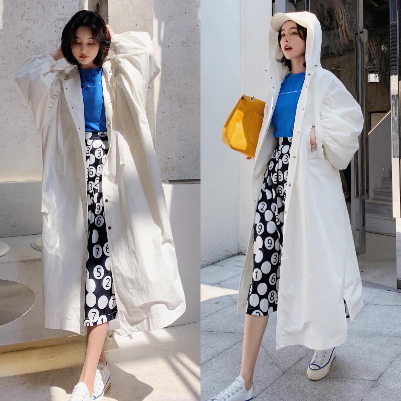 

Woman Popular Trendy Baggy Oversized Long Thin Coat Loose Casual Hoodie Overcoat Gorgeous Ladies Outdoor Trench Coat for Women, White