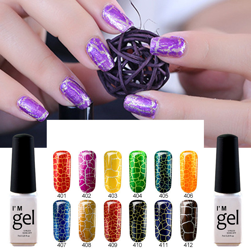 

7ml Soak Off Crackle Nail Polish Perfect Cracking Nail Lacquer Primer Quick Drying DIY Beauty Art Tools, 11