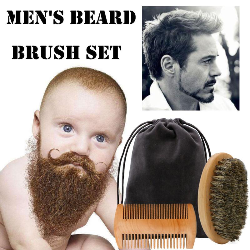 

Shaving Brush New Beard Brush Beard Comb Kit For Men Wood Handle Barber Tool Set Face Massage Works Wonders To Comb Beards #0612