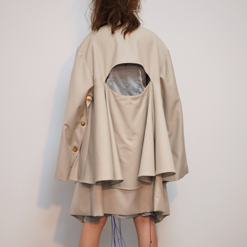 

Women Coat Irregular Hollow Out Bell Sleeve Solid Color Women Trench Coat Asymmetry Loose Long Female Overcoat 2019 New, As picture