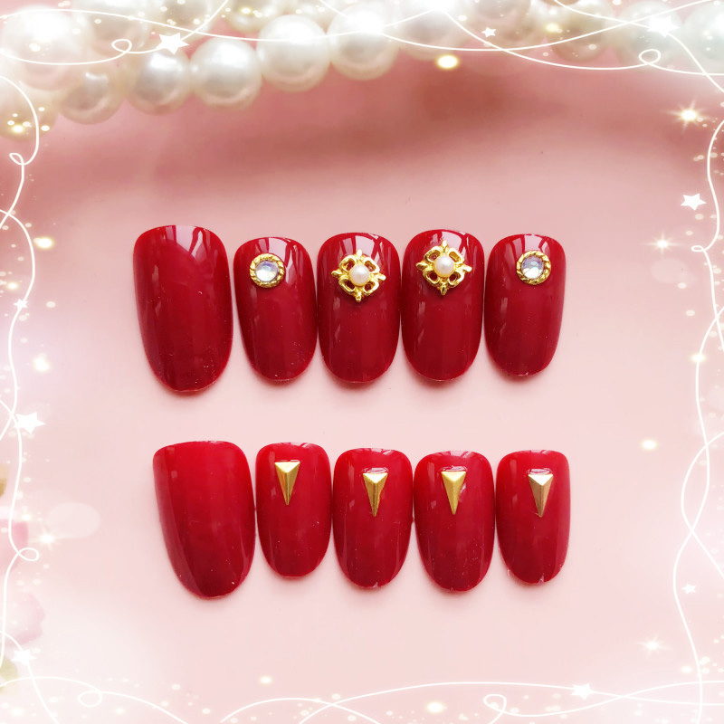 

Hot Sale 24Pcs/Set Fake Top Finish Removable Tips with Rivet Nail Art Decor, 02
