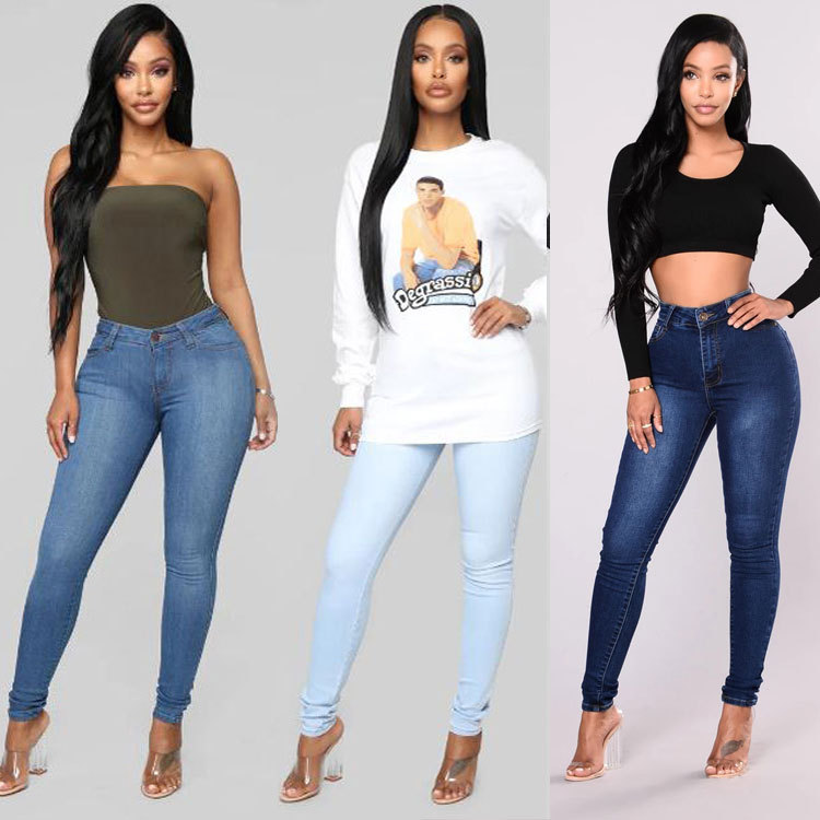 

Women' high waist jeans Fashion slim skinny denim pencil pants Street casual high stretch jeans female clothing Plus size -3XL