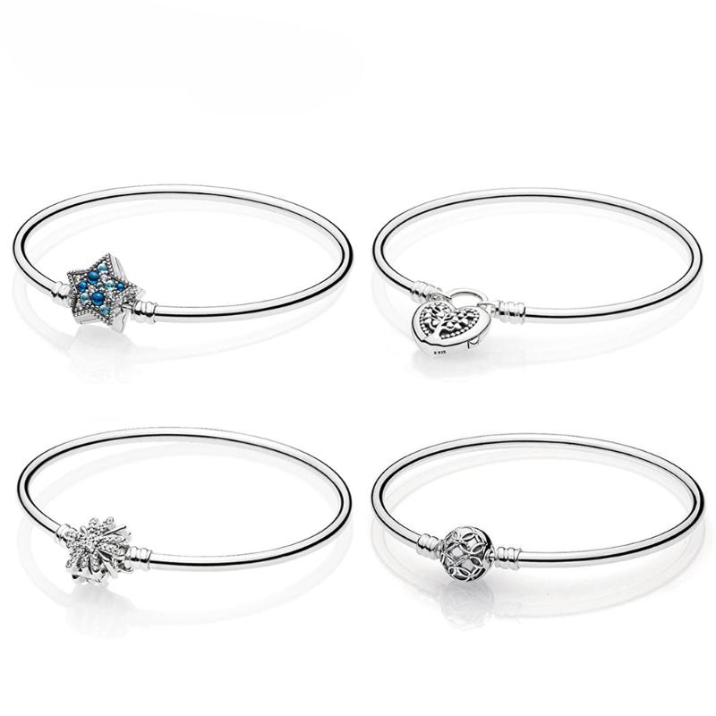 

Fashion New 925 Sterling Silver MOMENTS BANGLE WITH TREE OF LOVE CLASP Shining Star Dazzling Fireworks Bangle