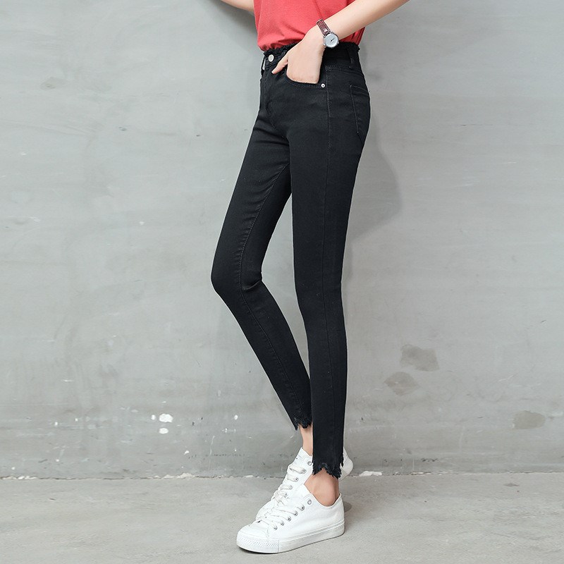 

Plus Size Ripped Skinny Jeans Woman Stretch High Waist Pencil Jeans Ladies Black Denim Trousers Women